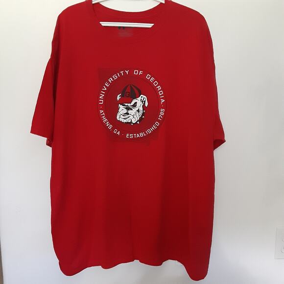 Russell T-Shirt Mens 2XL Georgia Bulldogs NCAA Red Short Sleeve Tee 100% Cotton - Picture 2 of 7